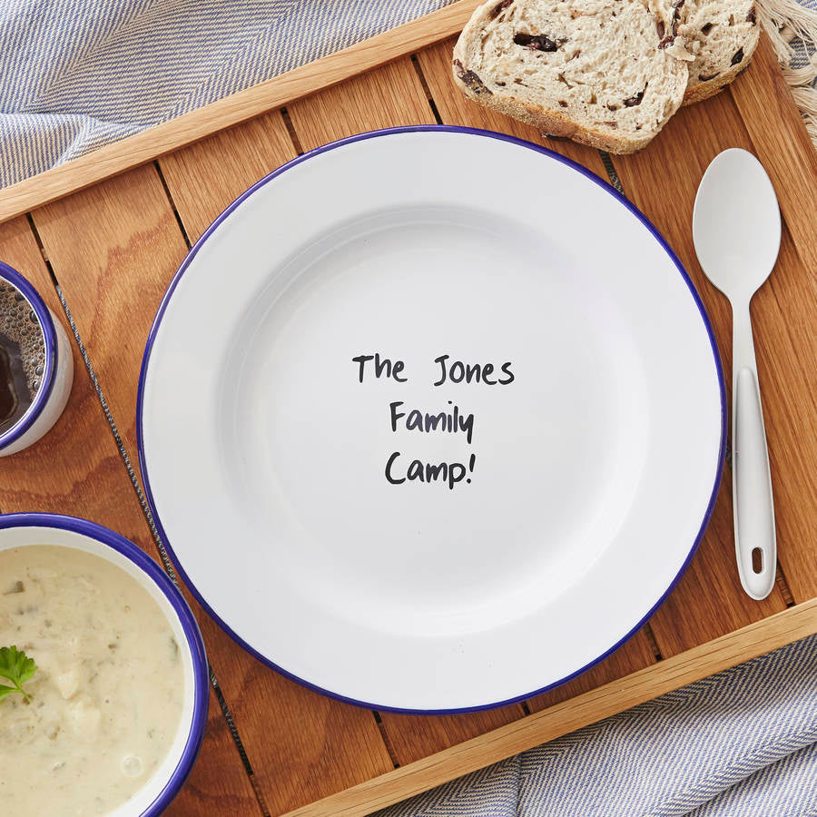 Personalised Family Camp Enamel Plate