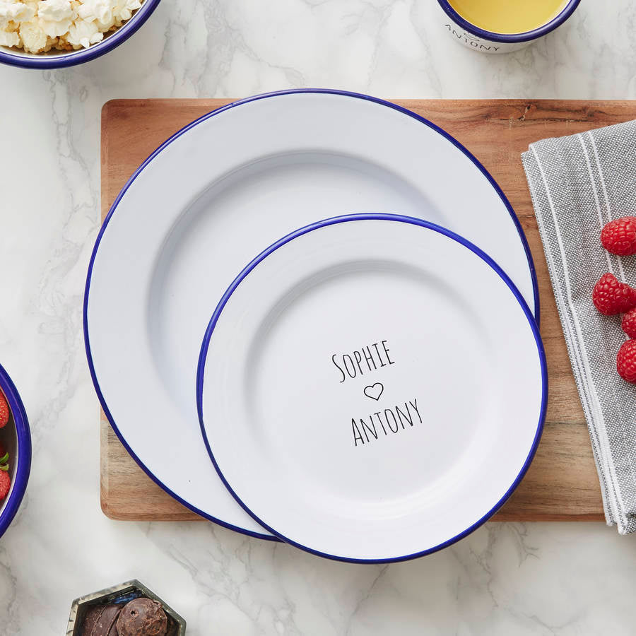 Personalised Couples Enamel Plate