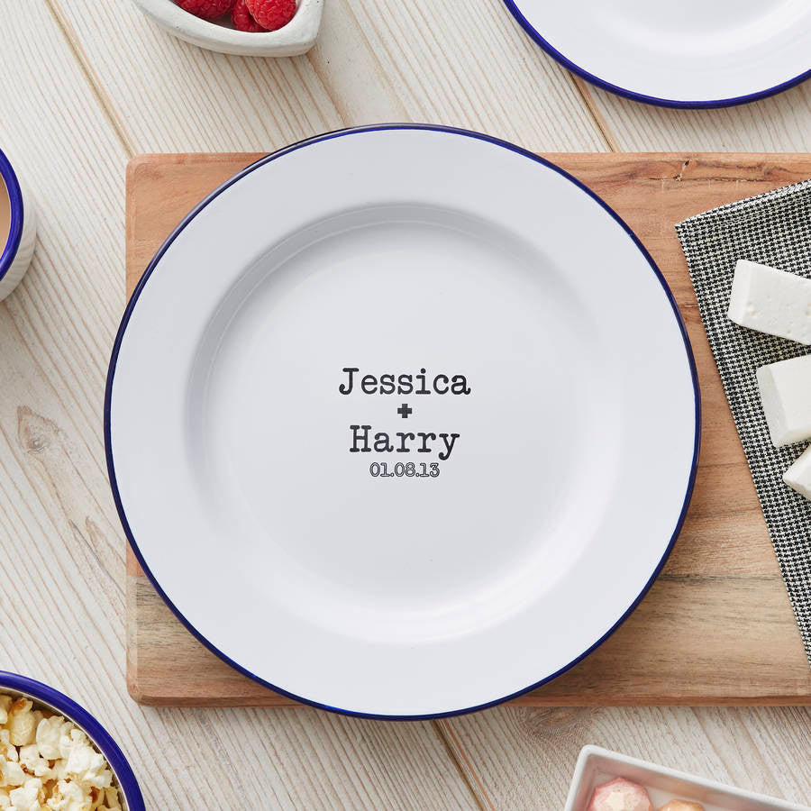 Enamel Personalised Couples Plate