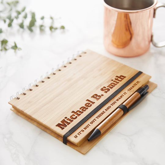 Personalised Wooden Notebook Set For Him