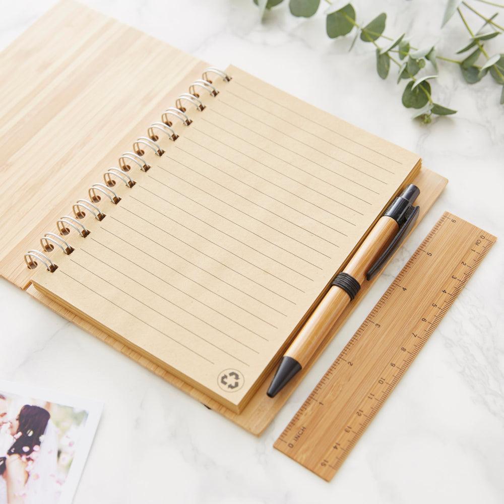 Personalised Badge Wooden Notebook Set For Him