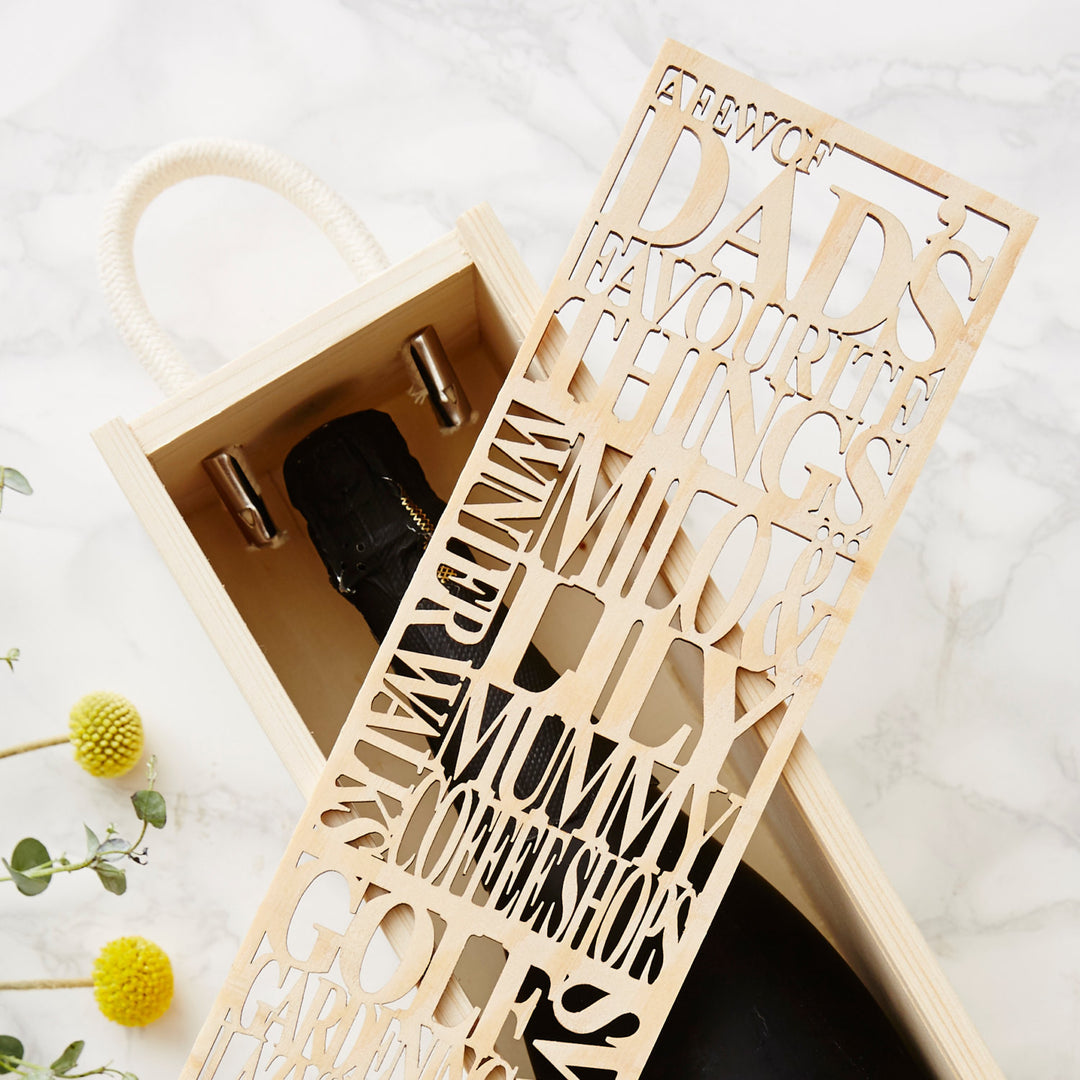 Personalised Favourite Things Wooden Bottle Box