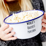 Personalised Message Enamel Popcorn Bowl