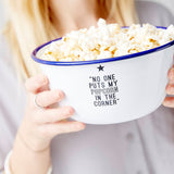 Personalised Movie Quote Enamel Popcorn Bowl