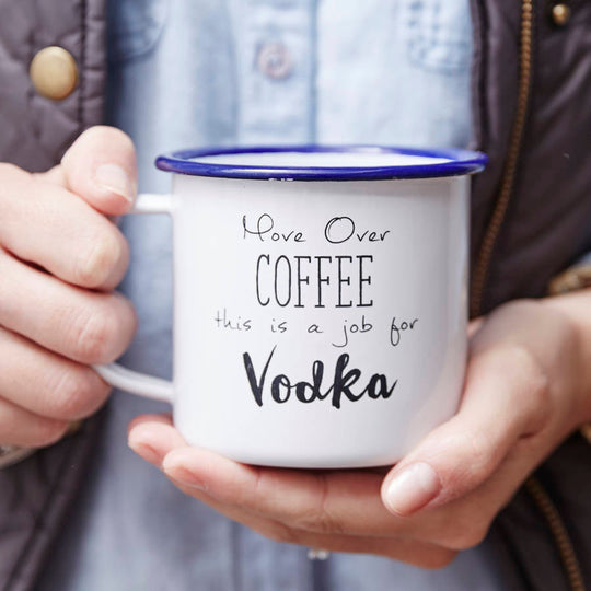 Move Over Coffee Enamel Personalised Vodka Mug