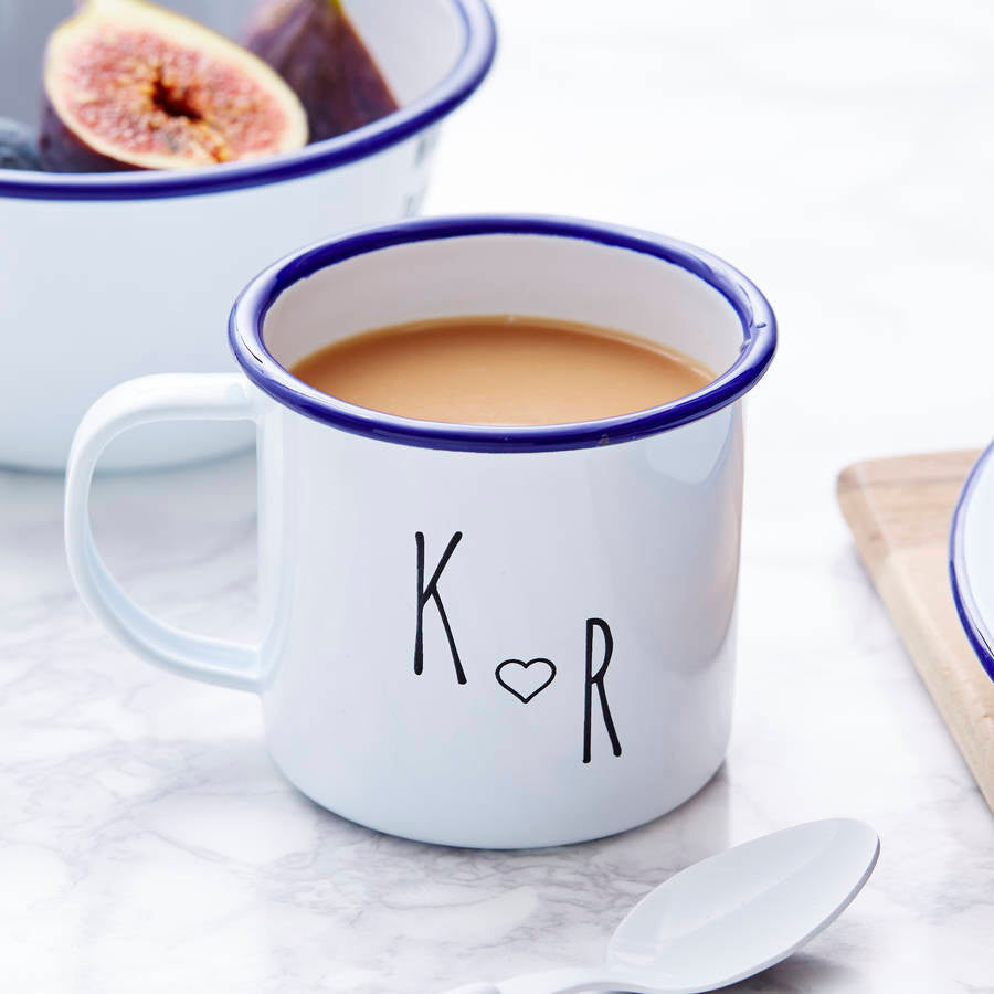 Enamel Personalised Couples Initial Mug