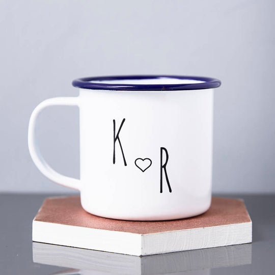 Enamel Personalised Couples Initial Mug