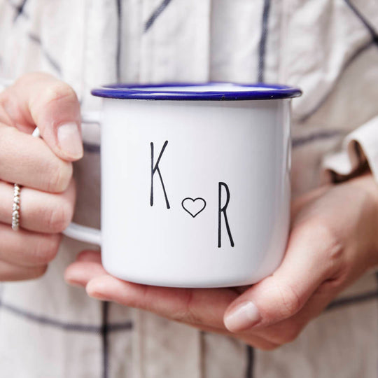 Enamel Personalised Couples Initial Mug