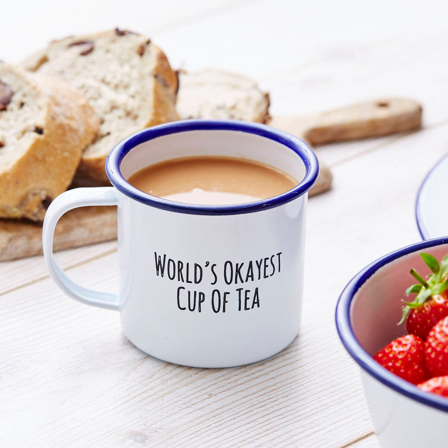 Enamel Personalised 'Cup Of 'Tea' Mug