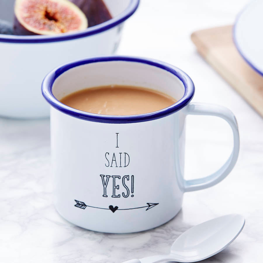 Enamel Personalised Engagement Mug