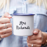 Enamel Personalised Mr And Mrs Mug