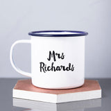 Enamel Personalised Mr And Mrs Mug