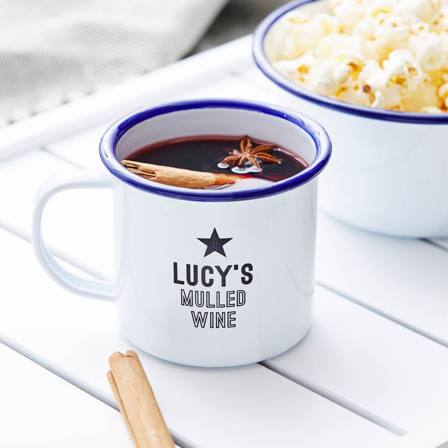 Mulled Wine Enamel Personalised Mug