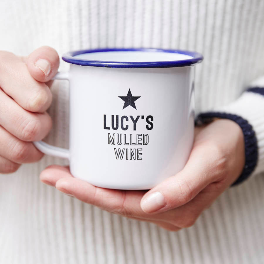 Mulled Wine Enamel Personalised Mug