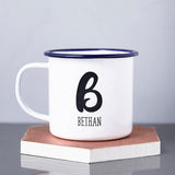 Personalised Brushstroke Monogram Enamel Mug