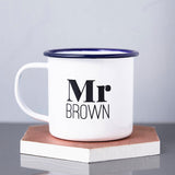 Personalised Enamel Mr And Mrs Mug