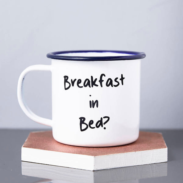 Enamel Personalised Breakfast In Bed Mug