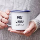 Personalised Wedding Enamel Mug