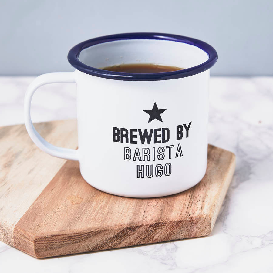 Personalised Barista Enamel Mug
