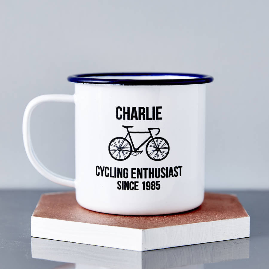 Personalised Bike Enamel Mug