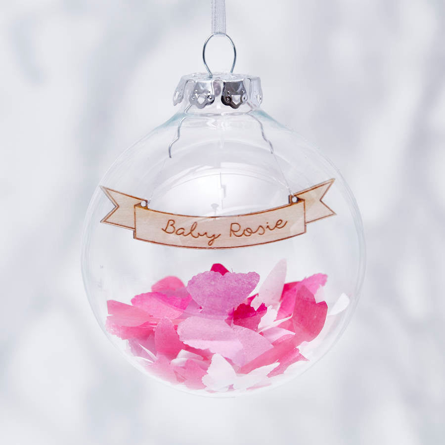 Baby's Personalised Confetti Christmas Bauble