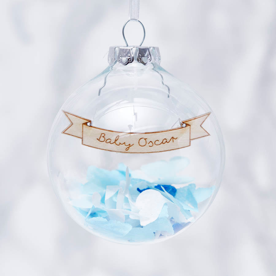 Baby's Personalised Confetti Christmas Bauble