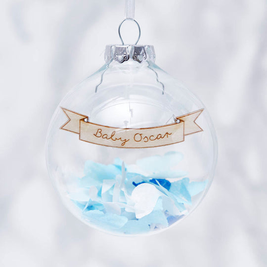 Baby's Personalised Confetti Christmas Bauble