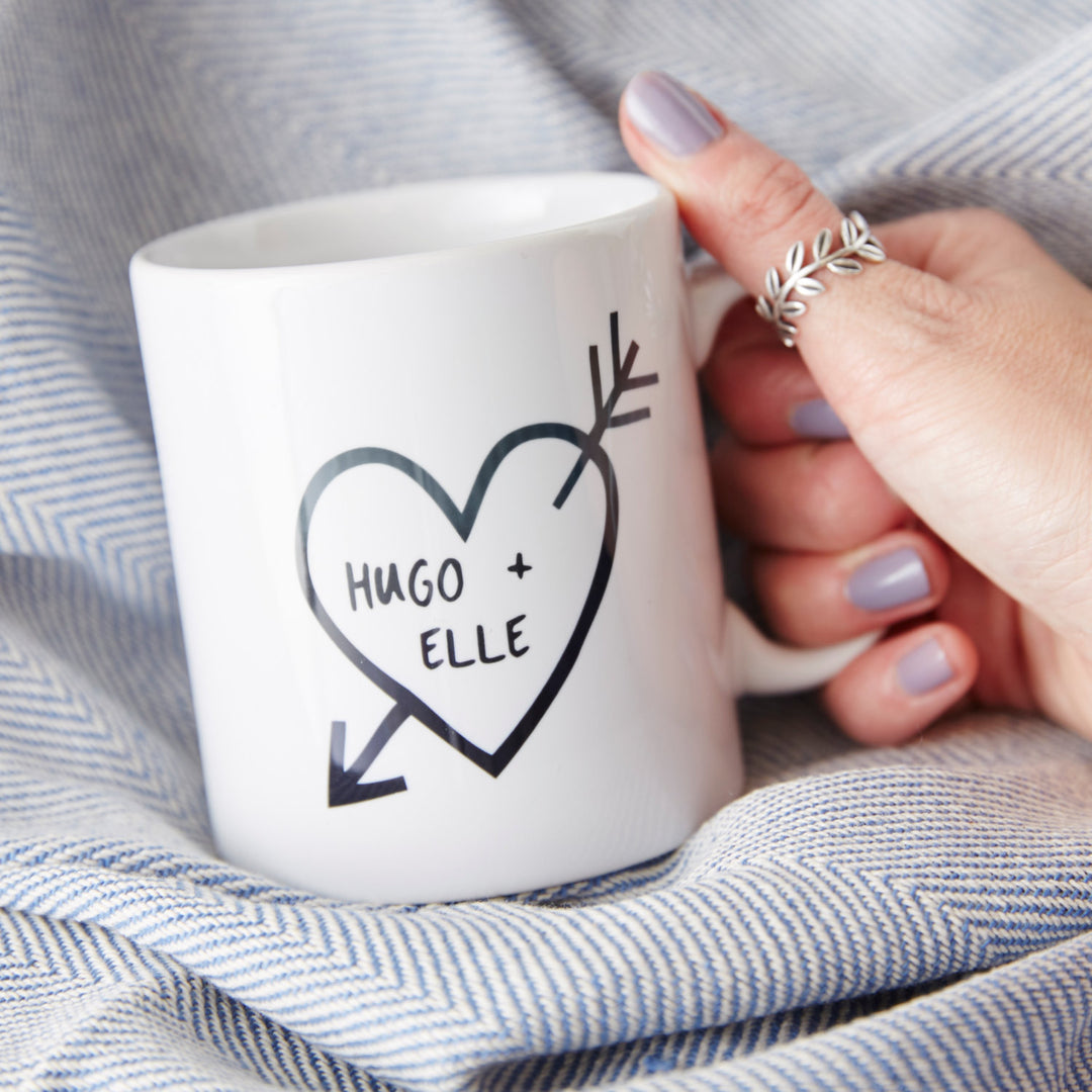 Couples Carved Heart Personalised Mug