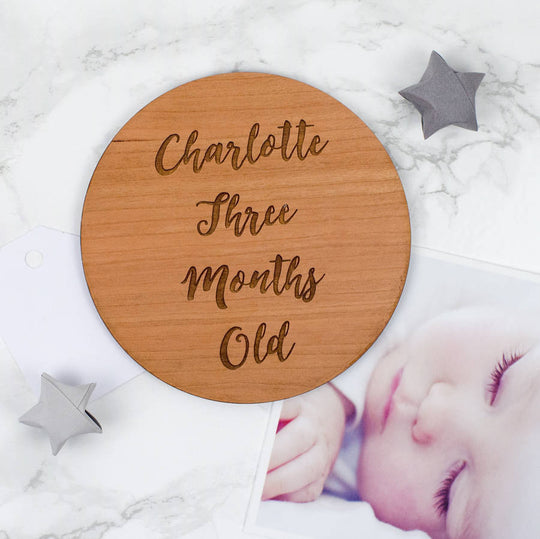 Wooden Personalised Baby Milestone Cards