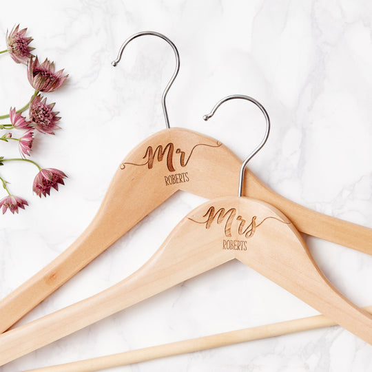 Wooden Personalised Wedding Hanger