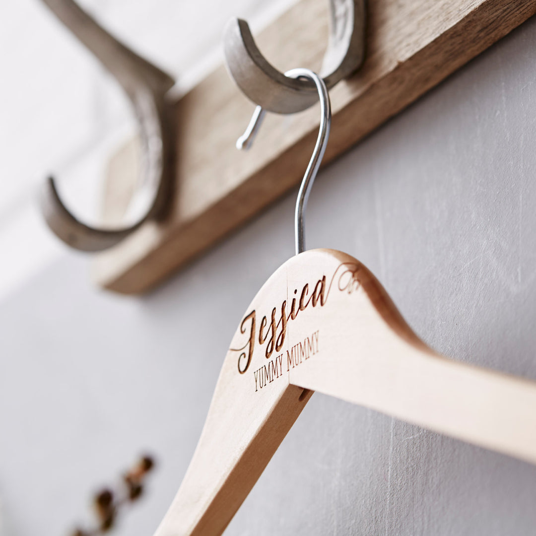 Yummy Mummy Personalised Wooden Coat Hanger