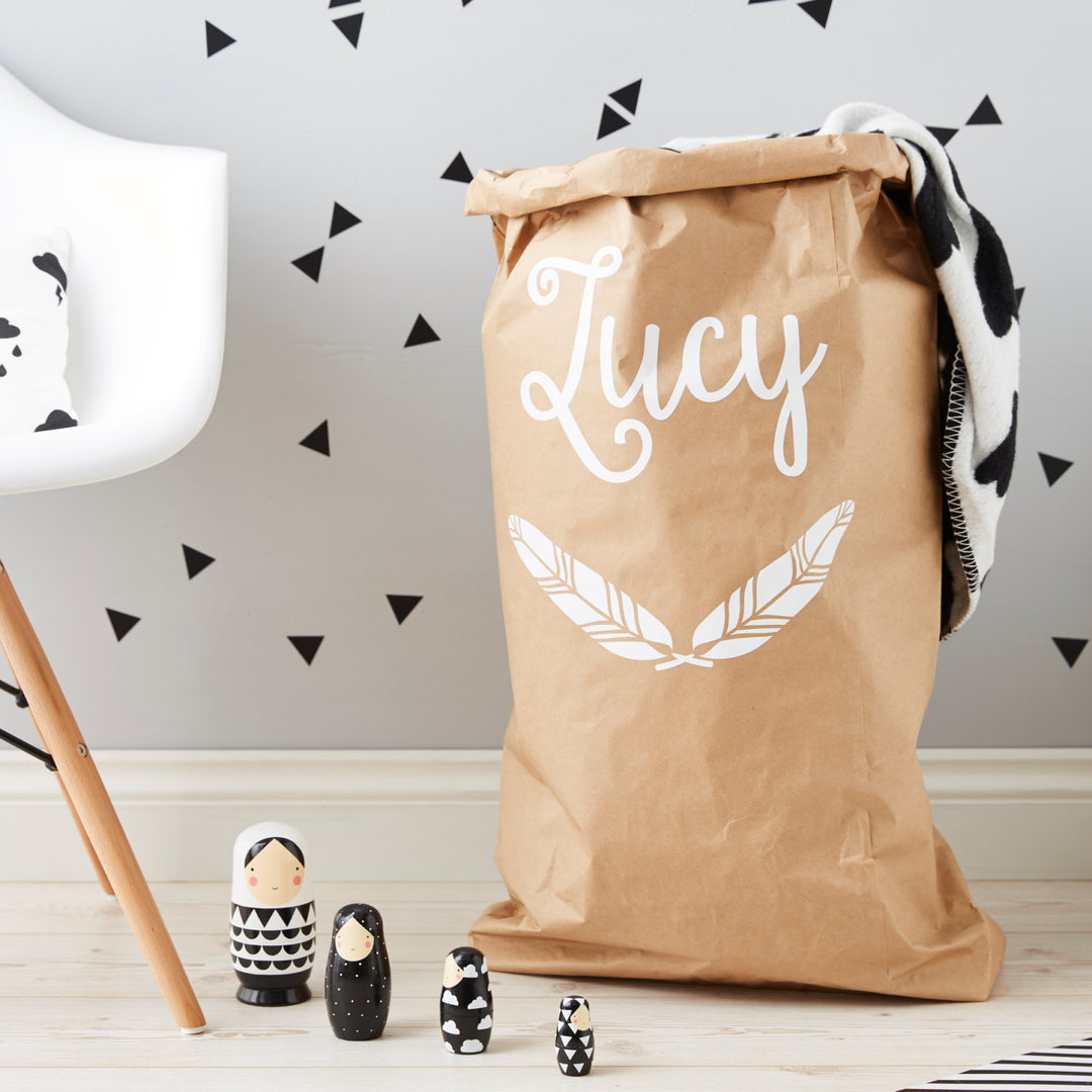 Personalised Feather Children's Storage Sack