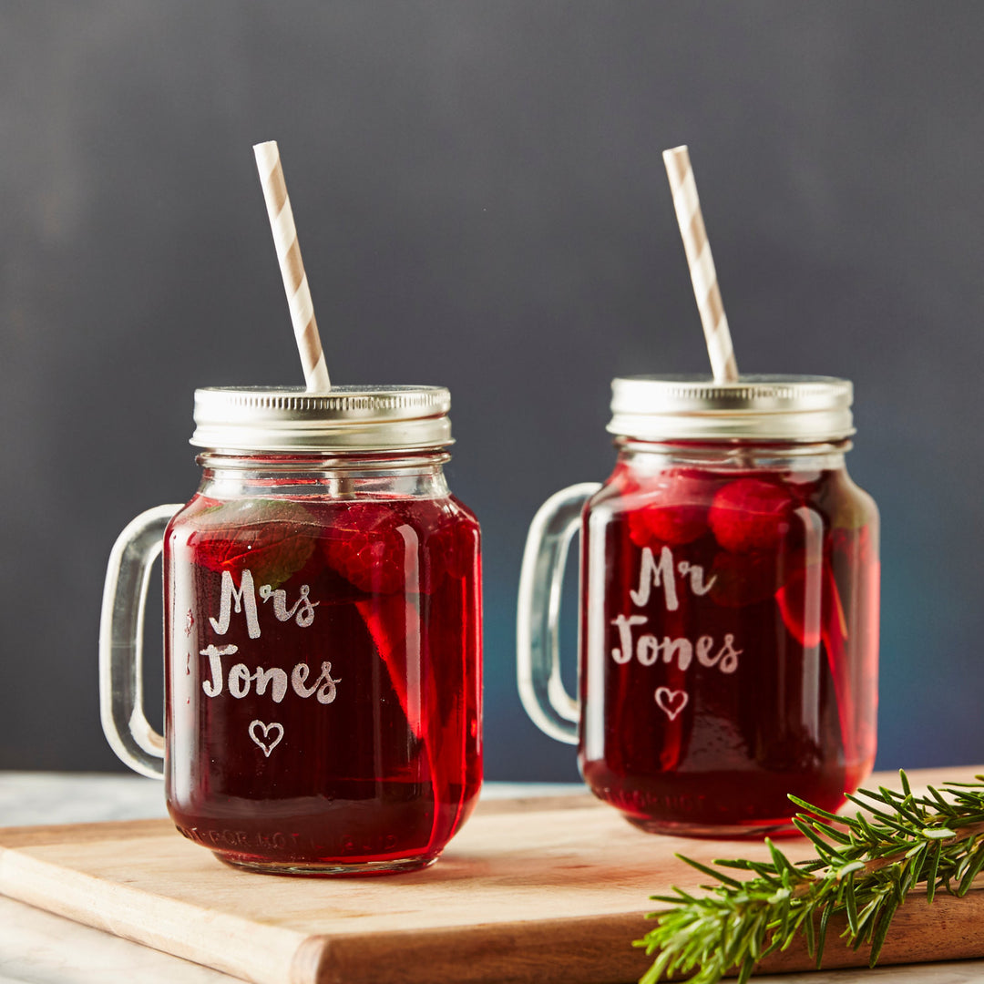 Personalised Heart Wedding Mason Jar