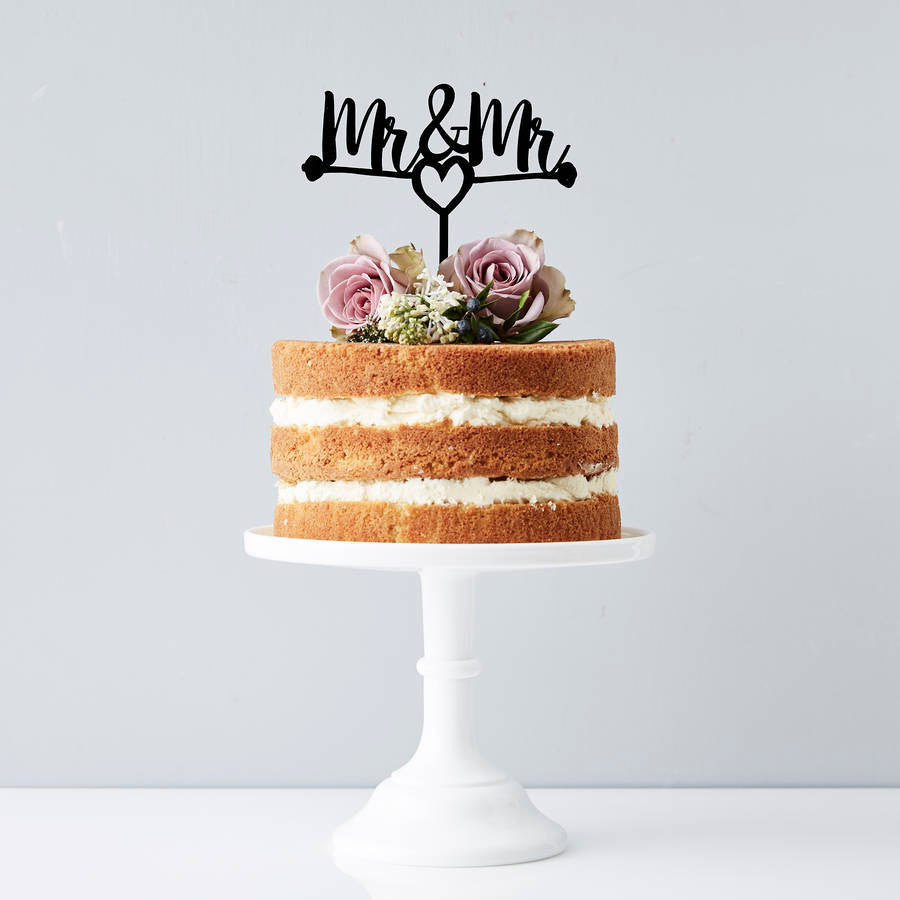 Mr And Mr Heart Wedding Cake Topper