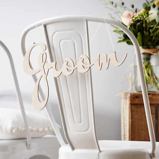 Personalised Wooden Wedding Chair Sign