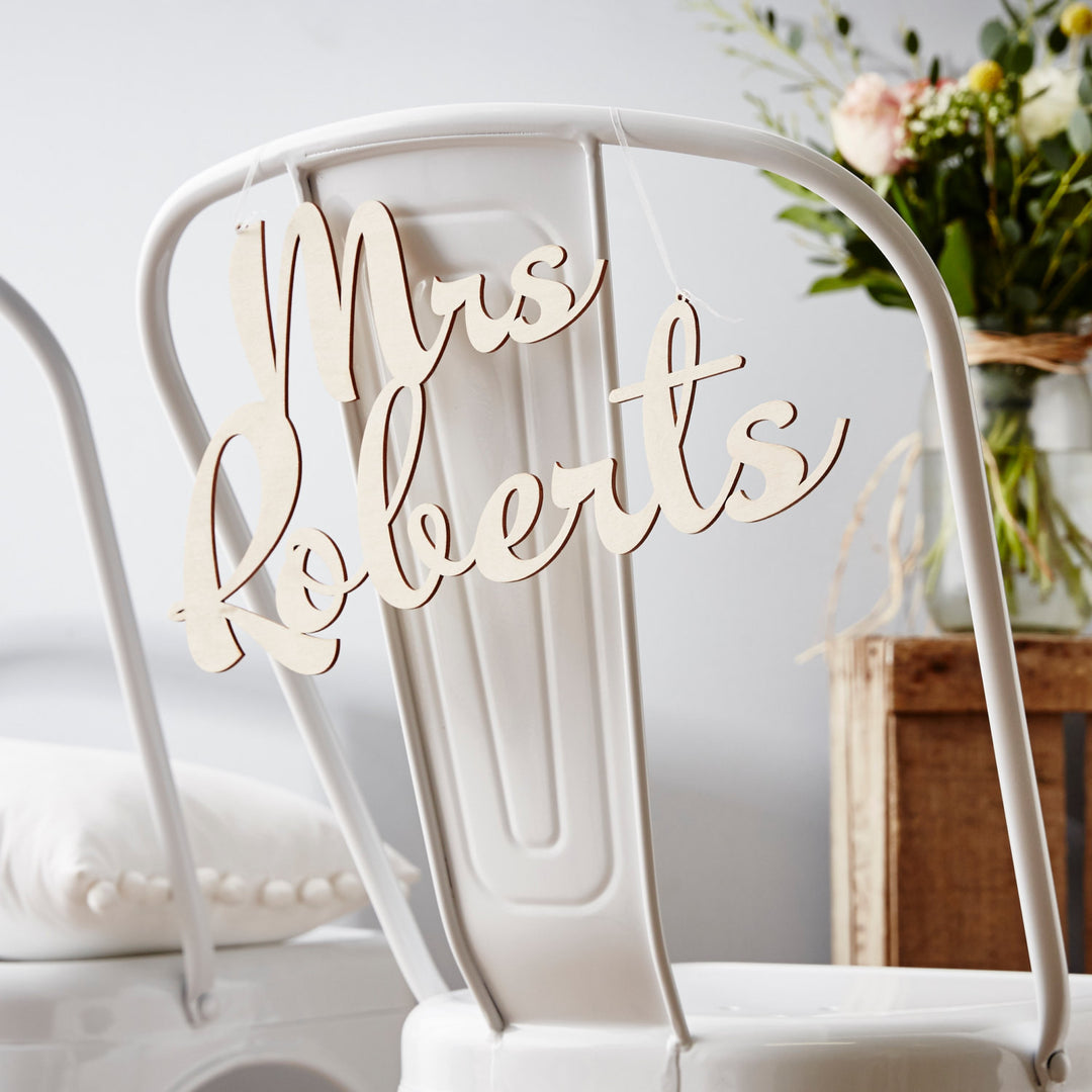 Personalised Wooden Wedding Chair Sign