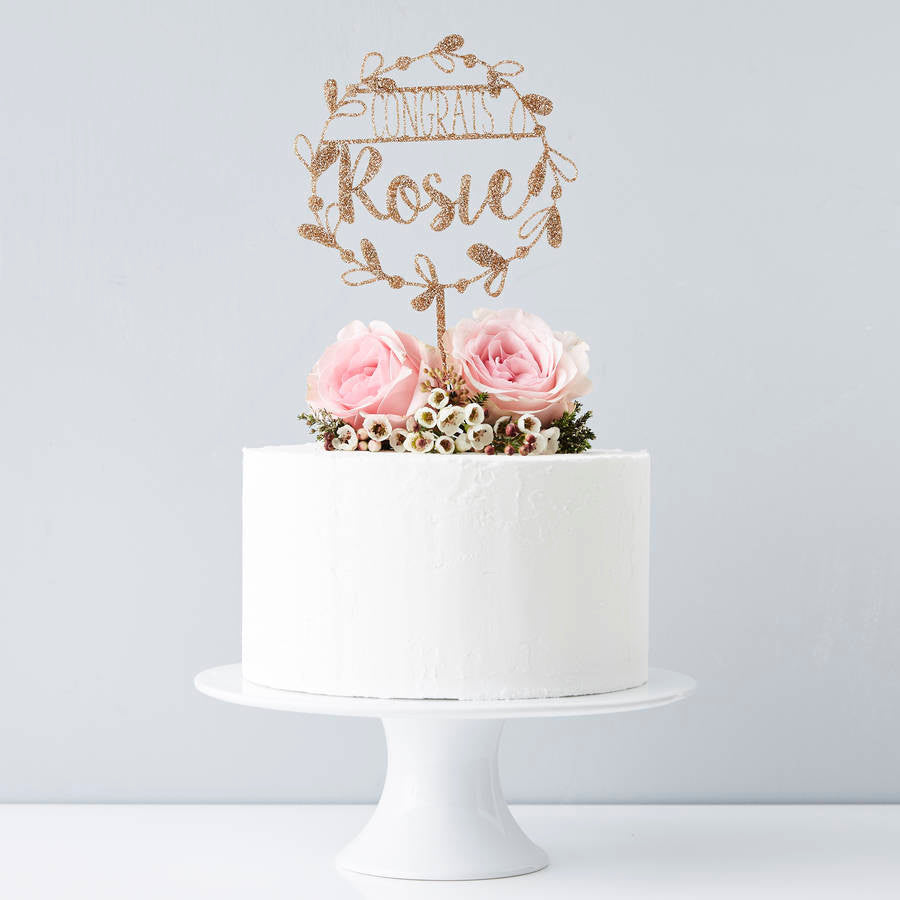 Personalised Congratulations Floral Cake Topper