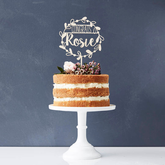 Personalised Congratulations Floral Cake Topper