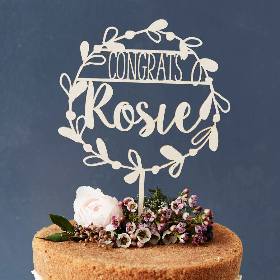 Personalised Congratulations Floral Cake Topper