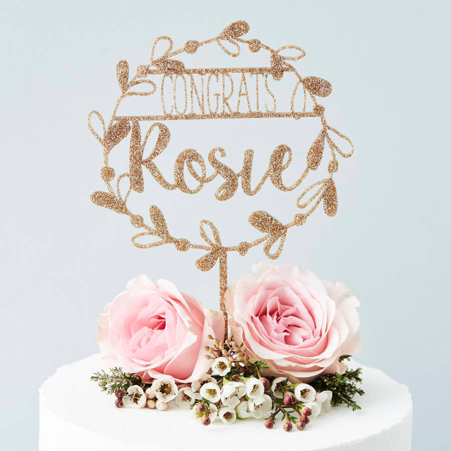 Personalised Congratulations Floral Cake Topper