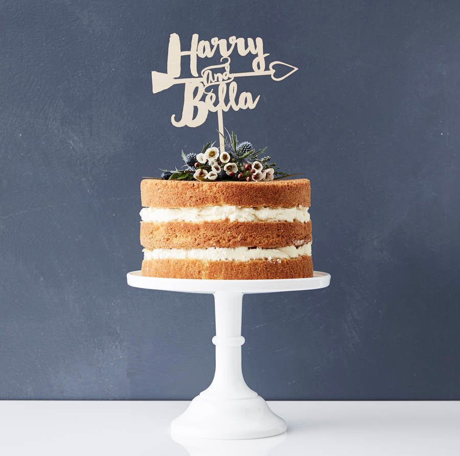 Personalised Heart Arrow Cake Topper