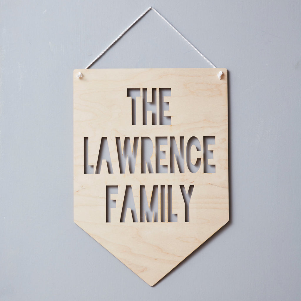 Personalised Family Hanging Wooden Flag