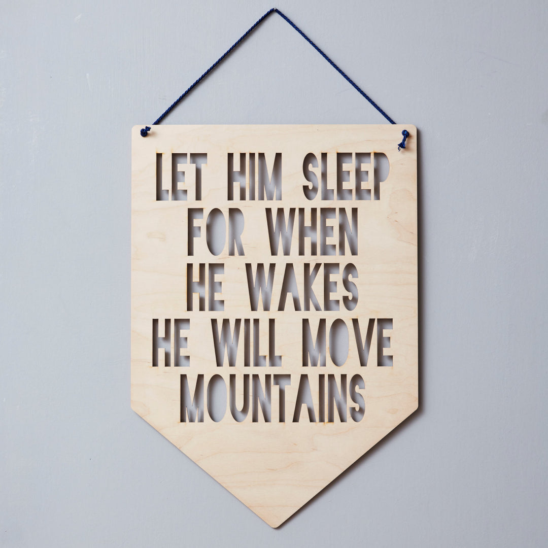 Personalised 'Move Mountains' Hanging Wooden Flag