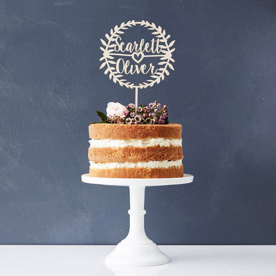 Personalised Laurel Couples Wooden Cake Topper