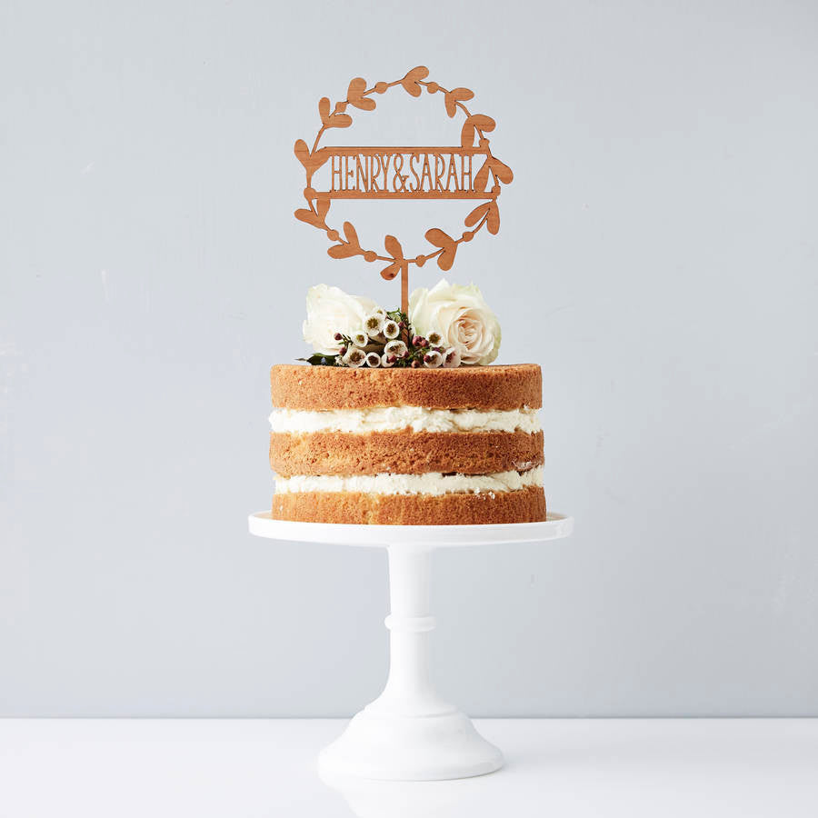 Personalised Floral Couples Wooden Cake Topper