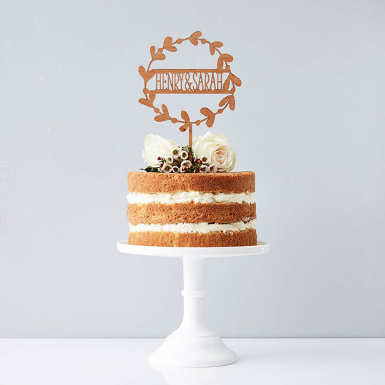 Personalised Floral Couples Wooden Cake Topper