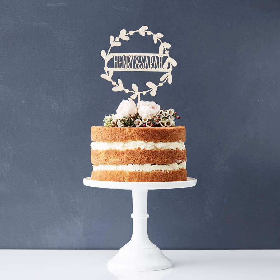 Personalised Floral Couples Wooden Cake Topper