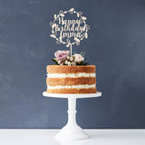 Personalised Floral Birthday Wooden Cake Topper