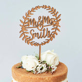 Personalised Laurel Wooden Wedding Cake Topper