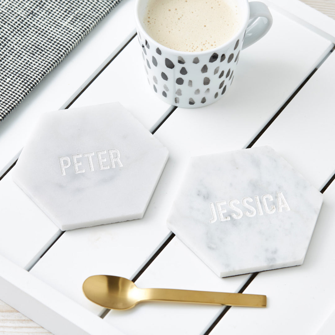 Personalised Hexagonal Marble Coaster